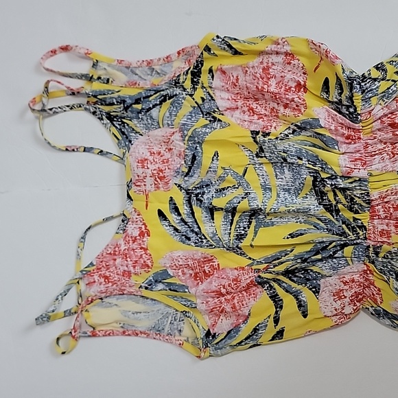 Leith Yellow Tropical Floral Mini Shorts Rompers/ XS - Picture 6 of 16